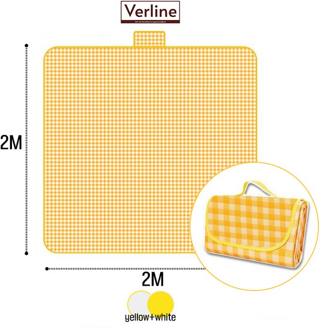 버라인 한강 캠핑 야외 접이식 대형 방수 돗자리 피크닉매트, 화이트+옐로우