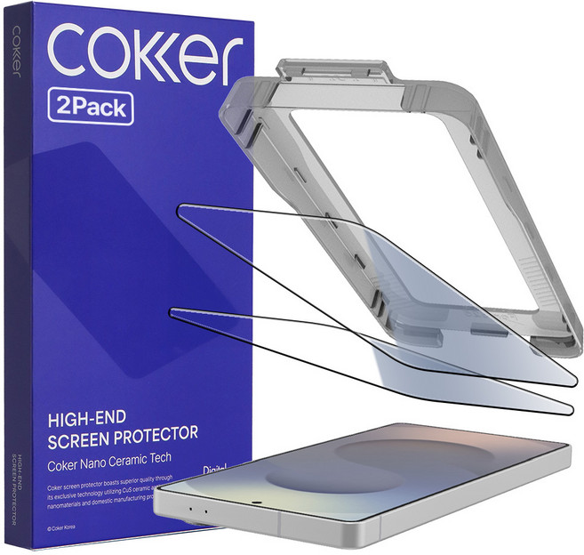 코커 압도적 터치감 갤럭시25 강화유리 액정 보호 필름 실크글라스 원터치 세트, 2개