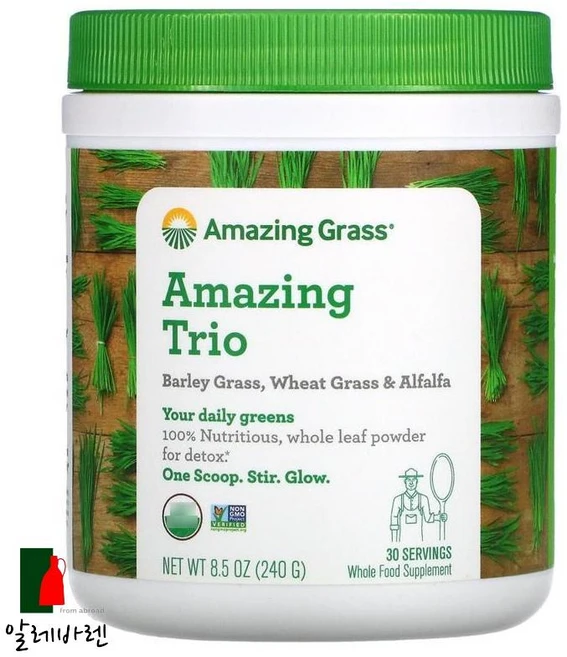 어메이징 그래스 어메이징 트리오 보리싹 밀싹과 알팔파 240g Barley Grass Wheat Grass & Alfalfa, 1개 - 쿠팡