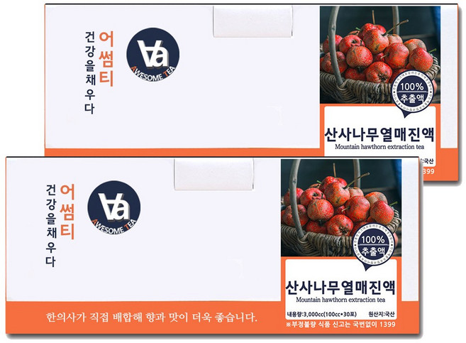 중저온추출 16시간 국산 산사나무열매 즙 진액, 100ml, 60개