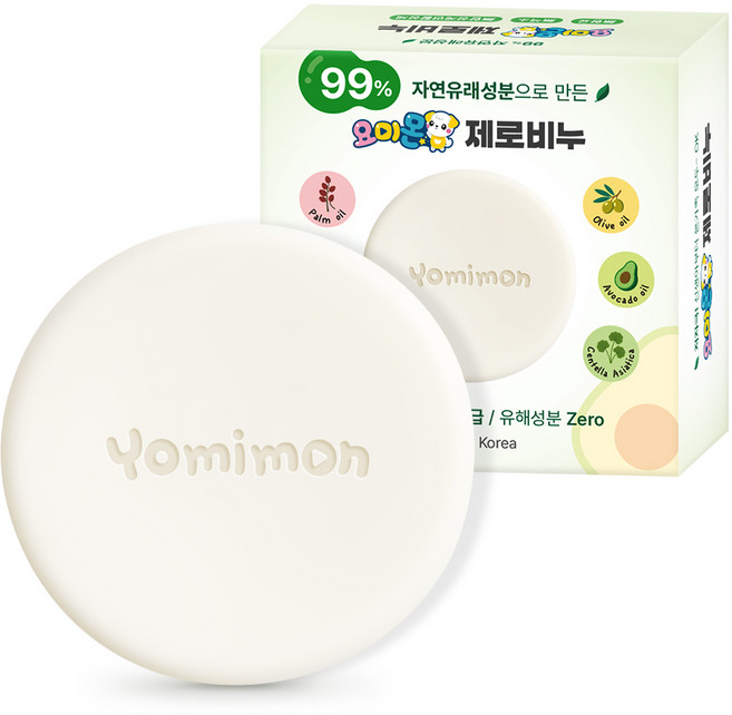 99% 자연유래 무자극 무향비누 요미몬 제로비누 / 민감성피부도 순한세정, 1개입, 100g