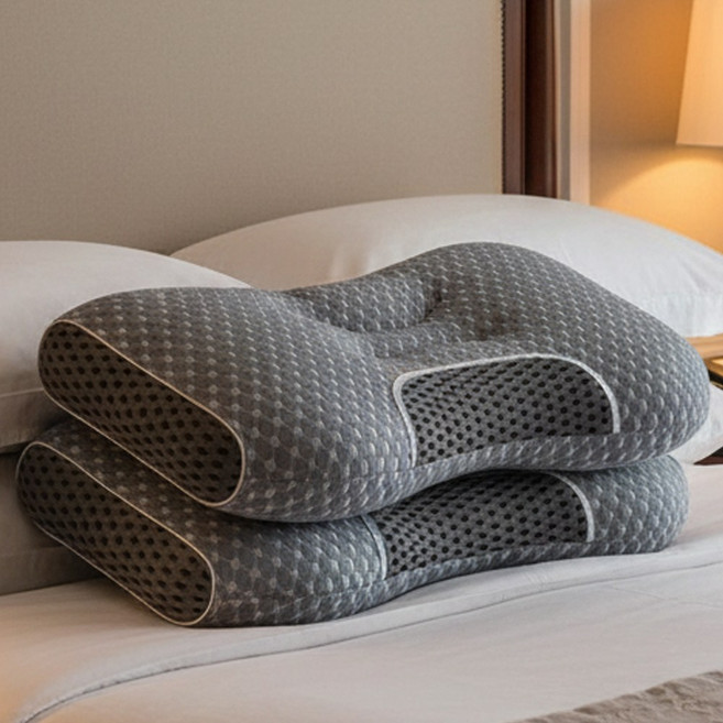 솜느 그레이헥사 목편한 숙면 베개, 1개, 다크 그레이