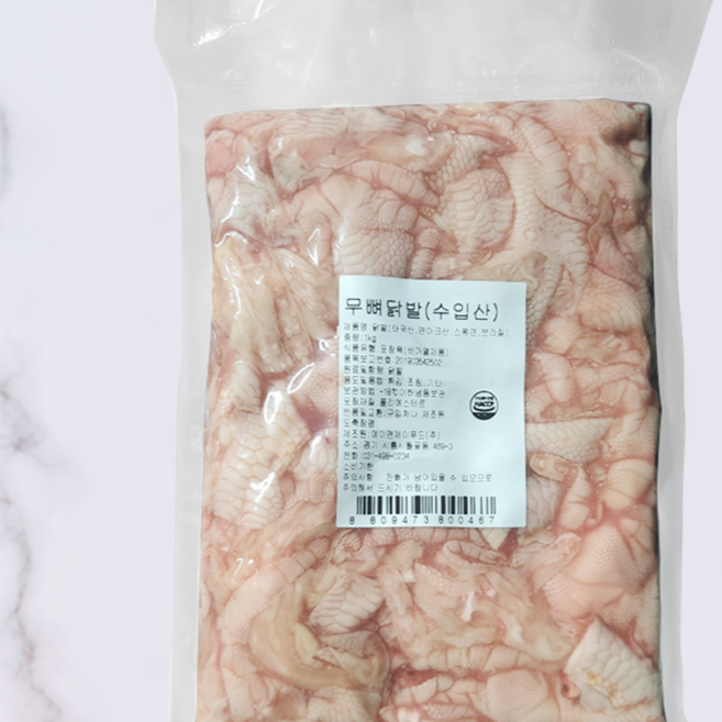[에이앤제이푸드] 무염 뼈없는 닭발 (냉동), 5개, 1kg