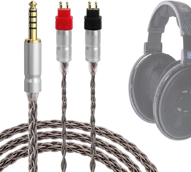 Geekria 아폴로 은도금 구리 업그레이드 오디오 케이블 HD650 HD660S2 HD6XX 헤드폰과 호환 앰프용 4.4mm 교체용 헤드폰 코드(4.9피트/1.5m), EJX7-07, 1개