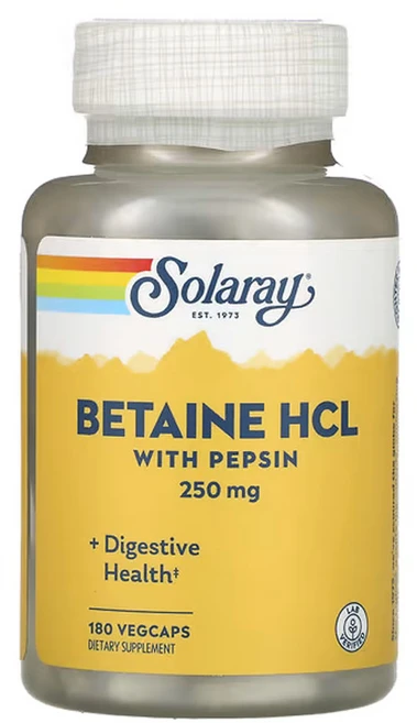솔라레이 펩신 함유 베타인 HCL 230mg 180베지캡슐, 1개, 180정 - 쿠팡