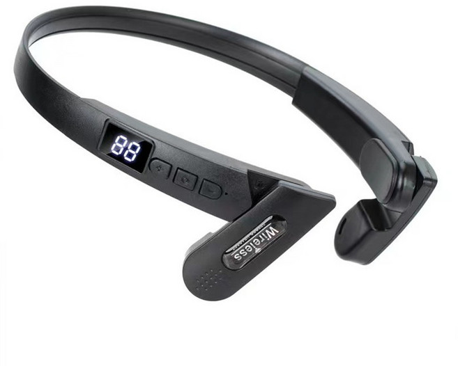 Lucky MJ6966掛耳式藍牙耳機 骨傳導數顯TF插卡高清音質外貿工 享受音樂 保持耳朵舒適感 方便攜帶, 黑色