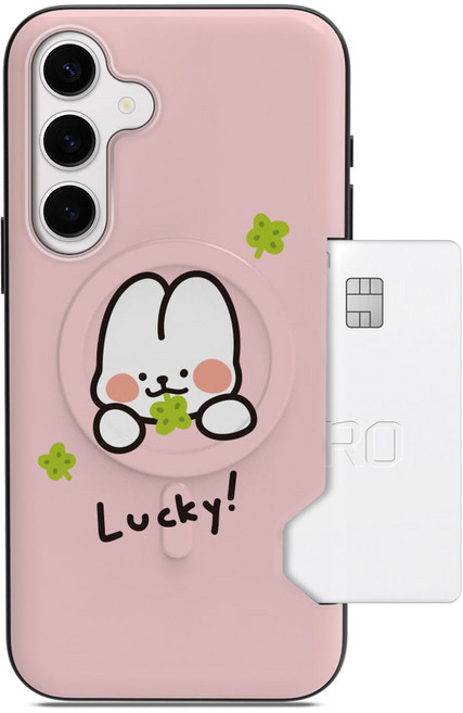 갤럭시버디3 갤럭시A15 공용 그리다 디자인 MZ Lucky 맥세이프 투카드 도어 범퍼 케이스