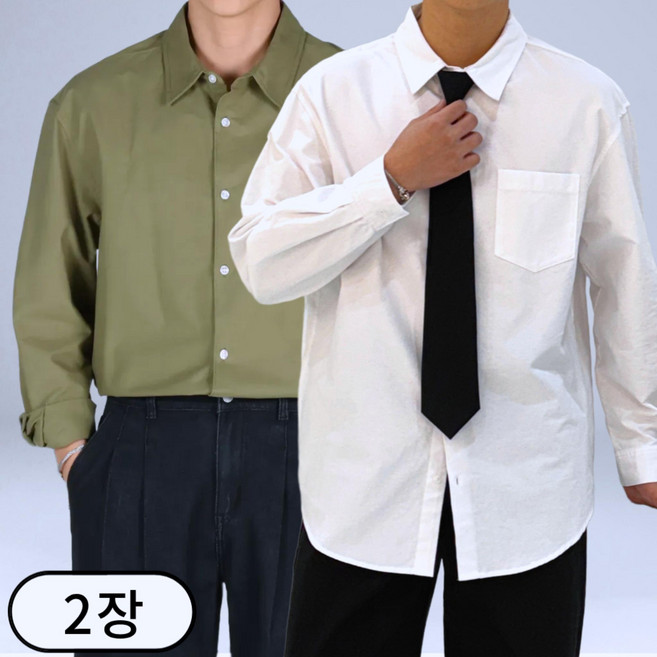 [1+1] 남자 오버핏 코튼 옥스포드 셔츠 M-5XL (6710-2)