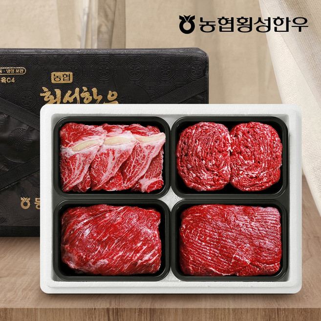 농협횡성한우 어사품 1등급 구이모듬정육세트 3호 1.6kg(냉장 팩당 400g), 1개