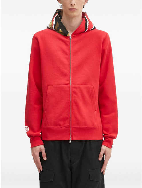 베이프 샤크 패턴 후드 집업 스웨트셔츠