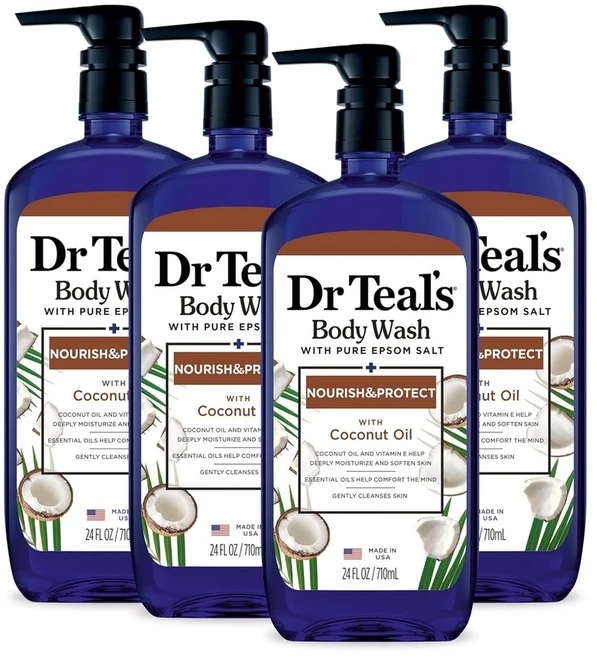 Dr Teals 닥터틸즈 엡솜 코코넛 바디워시 709ml 4개 - 쿠팡