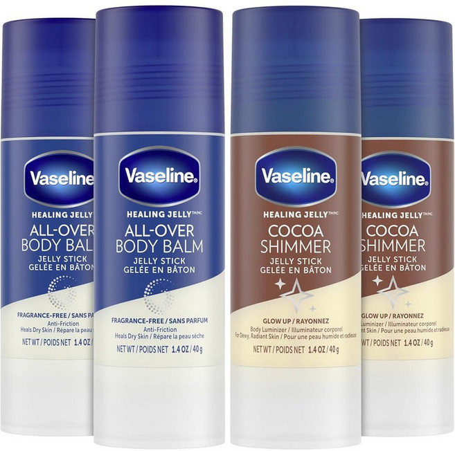 Vaseline 바세린 Lotion Bundle Cocoa Shimmer Jelly Stick Highlighter & Luminizer All Over Body Balm Bu, Vaseline Lotion Bundle, Cocoa, 40g