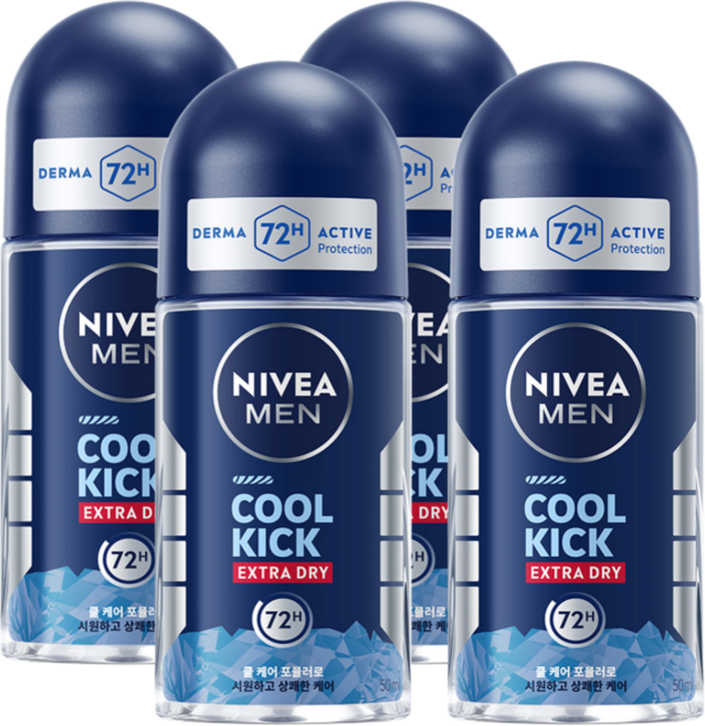 니베아 맨 쿨킥 롤온 데오드란트, 50ml, 4개