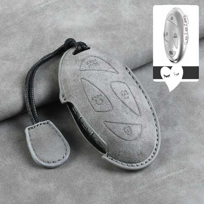 현대 호환 조약돌 컬러조합 자동차 차키케이스 / 차키커버 신형 5버튼 7버튼 디올 뉴 싼타페MX5 그랜저GN7 더뉴아반떼 쏘나타디엣지 더뉴투싼 코나 아이오닉 조약돌 차 키케이스, 그레이(Grey)