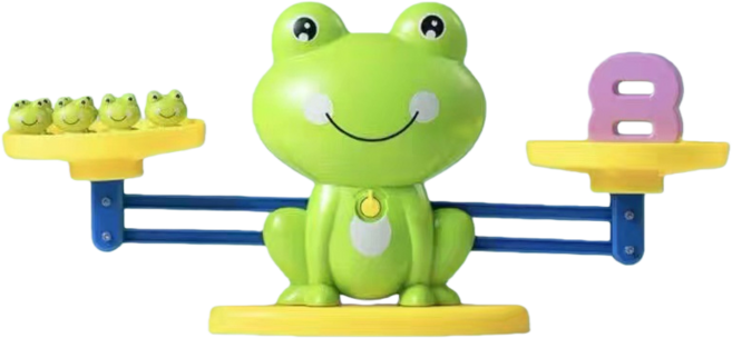 益智青蛙天秤 秤重平衡玩具 親子互動兒童玩具, 綠色(數字砝碼+卡片*30+青蛙*19), 1個
