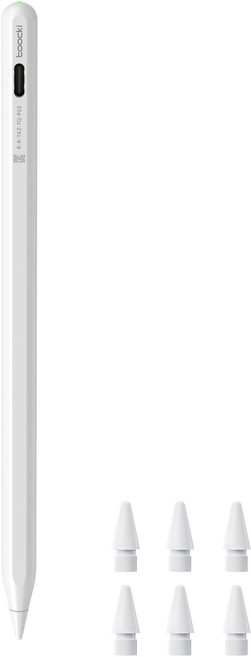 Toocki 아이패드 호환 스타일러스 스마트 터치펜 아이패드펜슬, 1개, 화이트(무선 충전형+6개 펜촉)