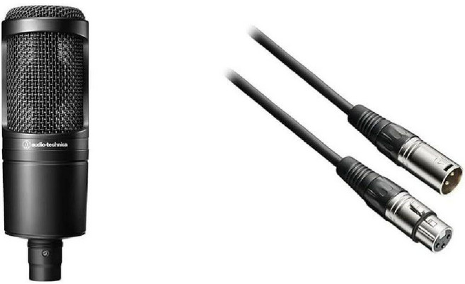 오디오테크니카 Audio Technica AT2020 콘덴서 마이크 케이블 세트, 블랙
