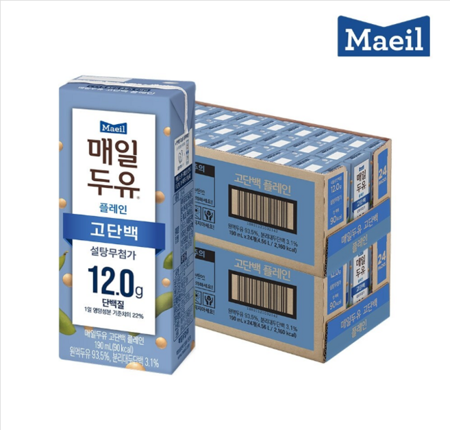 매일두유 고단백 플레인 저당두유 190ml 48개