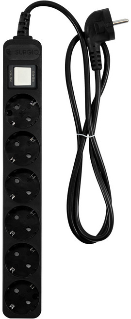 대현 모노케어 멀티탭 6구 접지 블랙 1.5m 3m 5m 10m 10A 1800w 전기연장선 전선형, 5m, 1개