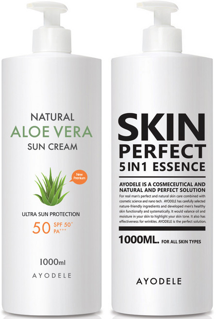 <한정판매> 아요델 알로에베라 화이트 톤업 선크림 1 000ml + 퍼펙트맨 남성 올인원 크림 1000ml, 1개, 2L