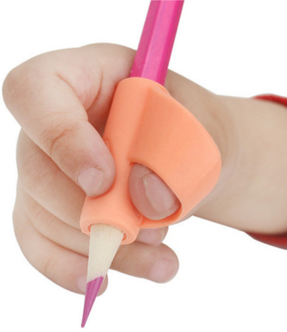 휴보그 바른 손글씨 연필 교정기, 1세트, 6색(핑크 형광 주황 하늘 파랑 보라)