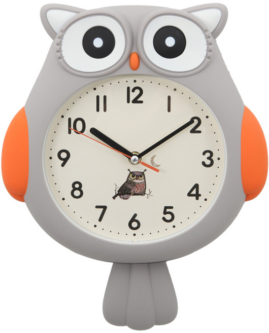 rozet 무소음 부엉이 인테리어 벽결이 시계 RK-3000, 그레이
