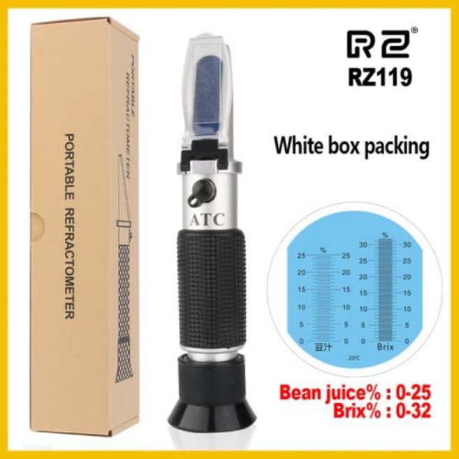 휴대용 디지털 당도계 당도측정기 과일 음료 당도 측정 가정용 RZ 설탕 RZ119, 1개, 2) RZ119-WHITE