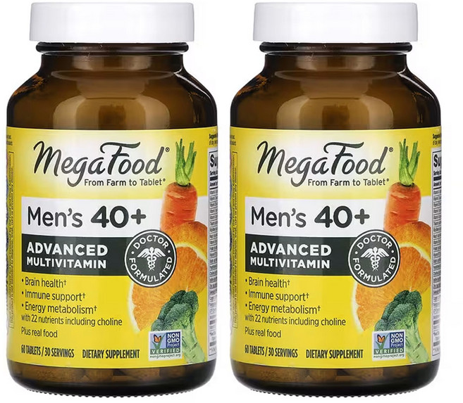 메가푸드 40세 이상 남성 고급 종합비타민 60 정, 2개, 60정