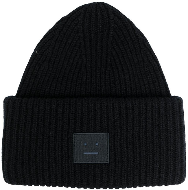 아크네 스튜디오 페이스 패치 골지 비니