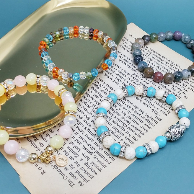 원석 비즈 팔찌 만들기 키트 4개세트 diy 비즈공예 수업