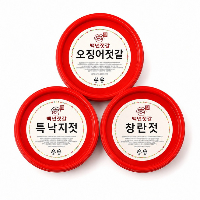 백년젓갈 인기젓갈 3종세트 낙지젓갈 오징어젓갈 창란젓갈, 3개, 300g