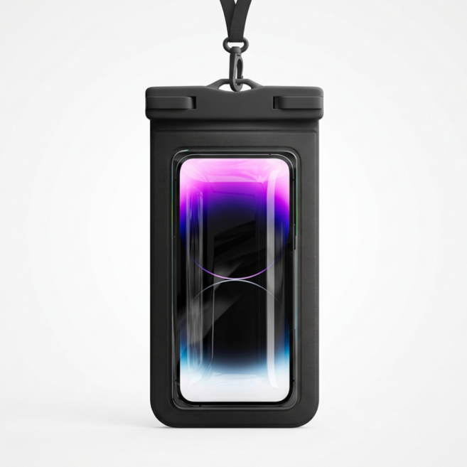 로멀리 핸드폰 방수팩 물놀이 방수케이스, 1개, 블랙