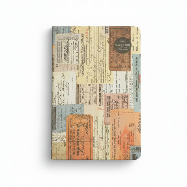 봄밤 빈티지 엽서 감성 하드커버 노트, 1개, 커피 브라운