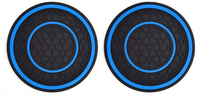 베스토 2pcs 더블 서클 범용 자동차 컵 홀더 받침 미끄럼 방지 및 방진 삽입 매트 인테리어 액세서리, 2pcs Blue