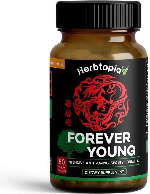 Herbtopia Forever Young 면역력을 위한 장수 보충제 흰머리 방지 텔로미어 연장 및 행복한 기분 인삼 황기 사자 갈기 영지 버섯 코도놉시스 포함 |, Herbtopia Forever Young 을 장수 흰, 1개, 60정 - 쿠팡