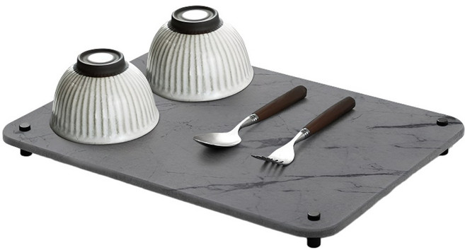 젠슬리 마블 규조토 트레이 다용도 식기 건조 받침대 논슬립 주방 선반 인테리어, 그레이마블