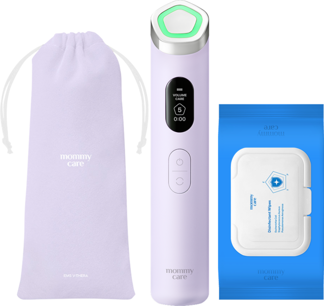 마미케어 펜타프라임 물광 모공 탄력 EMS 피부 마사지기 뷰티 디바이스 + 소독티슈 + 파우치, 퍼플, PT-0425