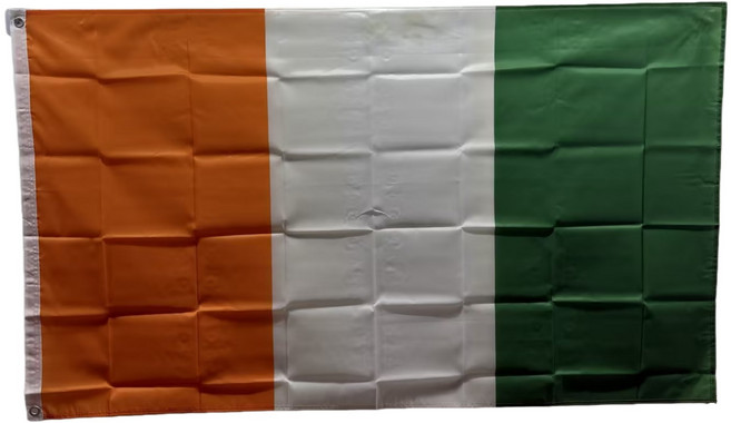 코트디부아르 폴리에스터깃발 Cote d'Ivoire flag 90x150cm 구리고리 이중스티치, 1개, ORGAN+WHITE+GREEN