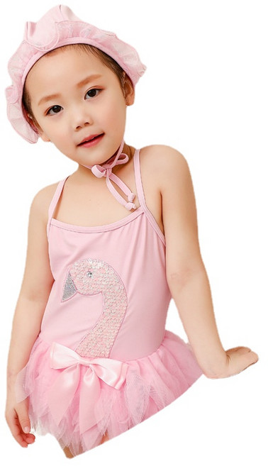 여아복 어린 민소매 핑크레이스 스커트 원피스 수영복