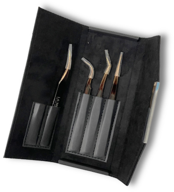 래쉬몬스터 프리미엄 트위져 속눈썹연장 정밀핀셋 4종 + 전용 케이스, 1세트