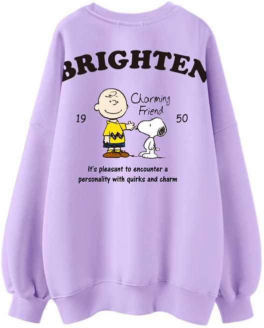 스누피 정품 남녀공용 오버핏 캐릭터 라운드 맨투맨 빅사이즈 데일리 티 루즈핏 커플 라운드 티셔츠 남자 여성 롱티 단체티 매력짱친구