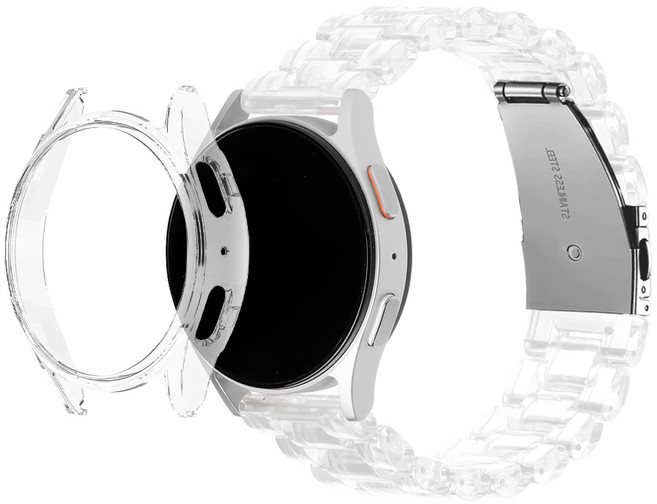 티엑스엘엑스 갤럭시워치 투명 클리어 오로라 스트랩 + 투명 풀커버 케이스 세트, 투명 세트, 1개
