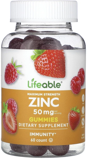 단백질 비타민 철분 마그내슘 칼슘 Lifeable Maximum Strength 아연 구미젤리 베리 구미젤리 60개(구미젤리 1개당 25mg) 고루고루섭취해주세요, LifeableMaximumStrength아연구미젤리베, 1개 - 쿠팡