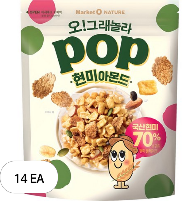 오!그래놀라팝 현미아몬드, 14개, 340g