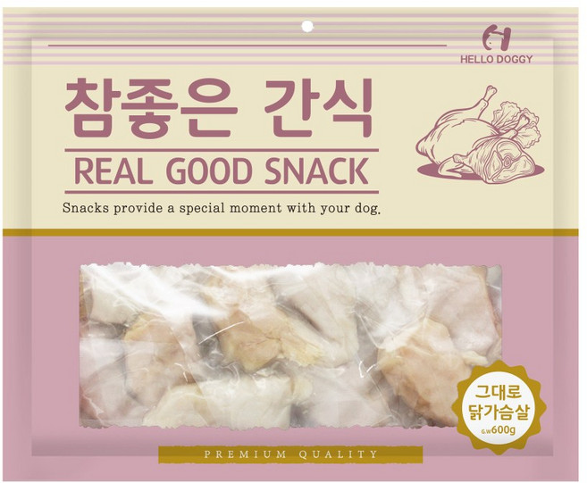 참좋은간식 대용량 강아지 육포 훈련간식 [실중량 400g], 3개, 600g, 그대로닭가슴살
