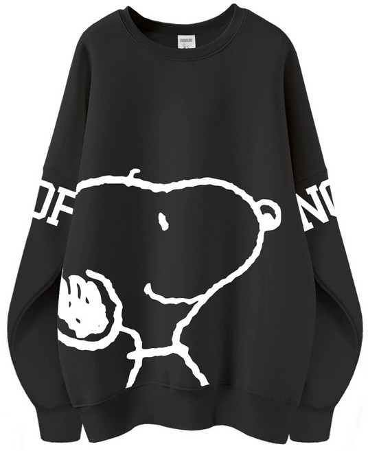 피너츠 정품 맨투맨 남녀공용 오버핏 캐릭터 라운드넥 데일리 루즈핏 커플 라운드 티셔츠 방긋 스누피