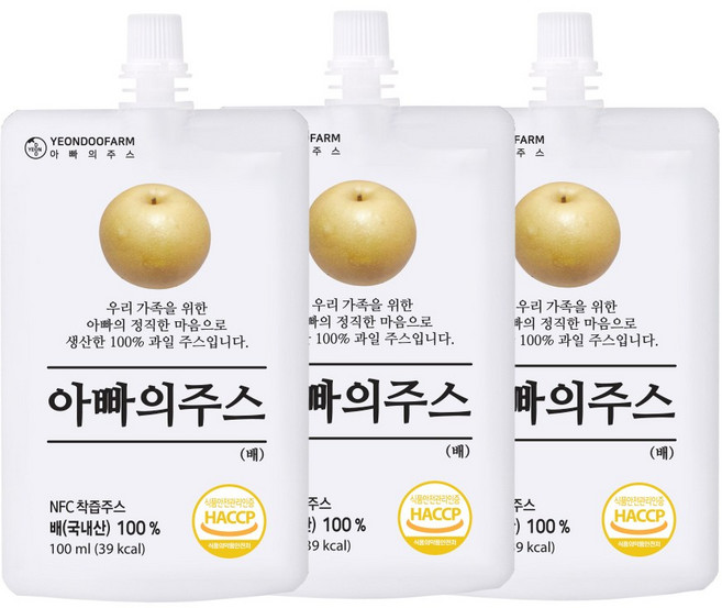 [연두팜] 아빠의주스 배즙 100ml 낱개, 돌려따는)아빠 배즙 낱개, 1개
