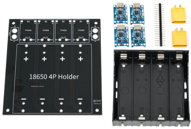 18650 리튬이온 배터리 4구 충전키트 PCB, 1개