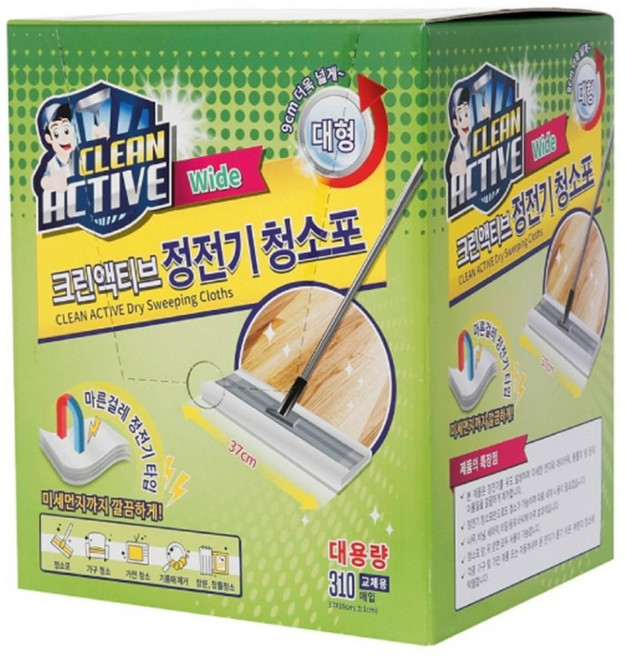 크린액티브 대용량 정전기 청소포 대형 310p, 1개