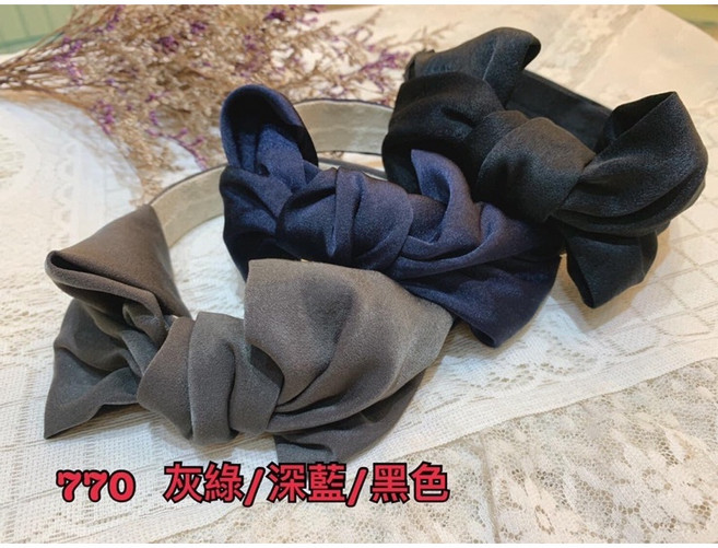 日本製 大蝴蝶結髮箍 灰綠 深藍 黑色